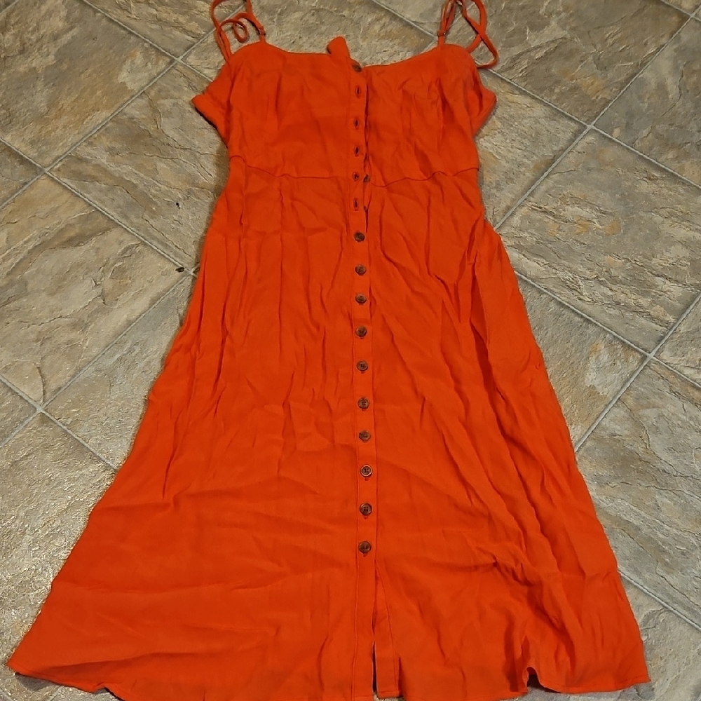 Forever 21 Vibrant Coral Midi Dress